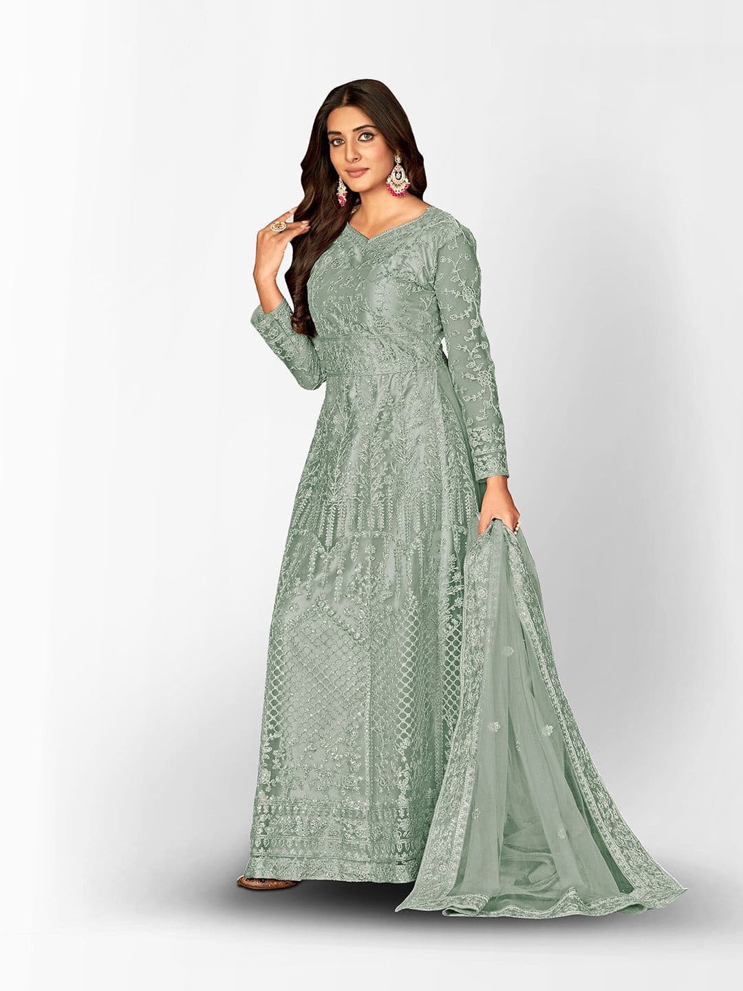 Ethnic Motifs Embroidered Semi-Stitched Dress Material view 4