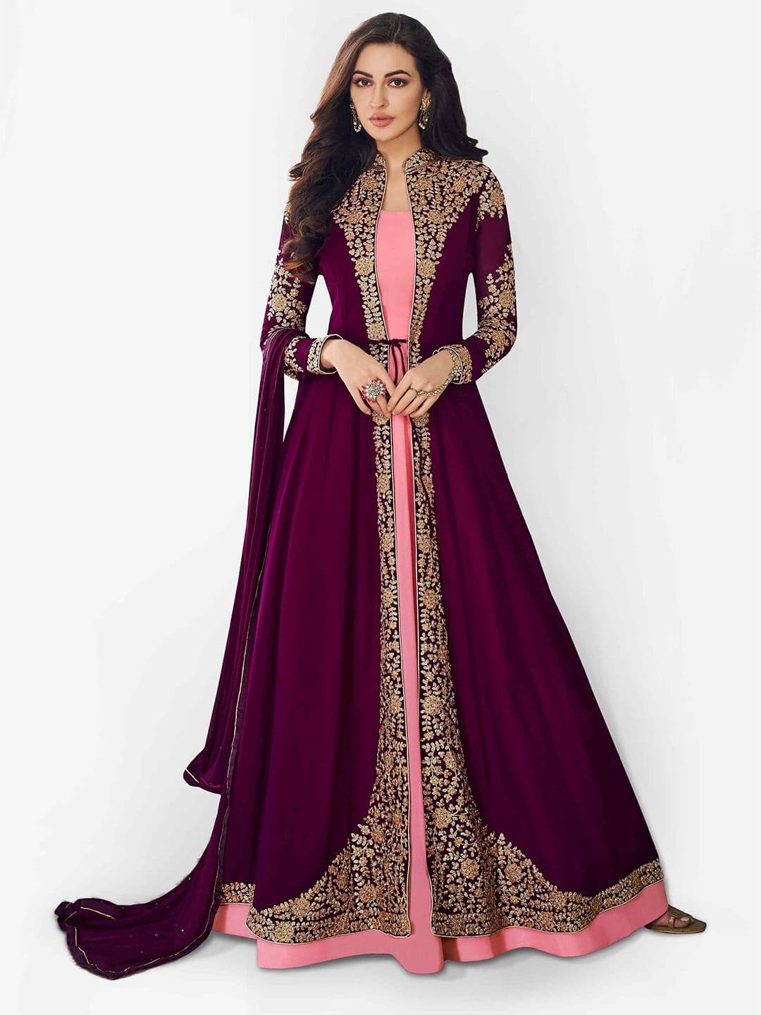Floral Embroidered Semi-Stitched Dress Material