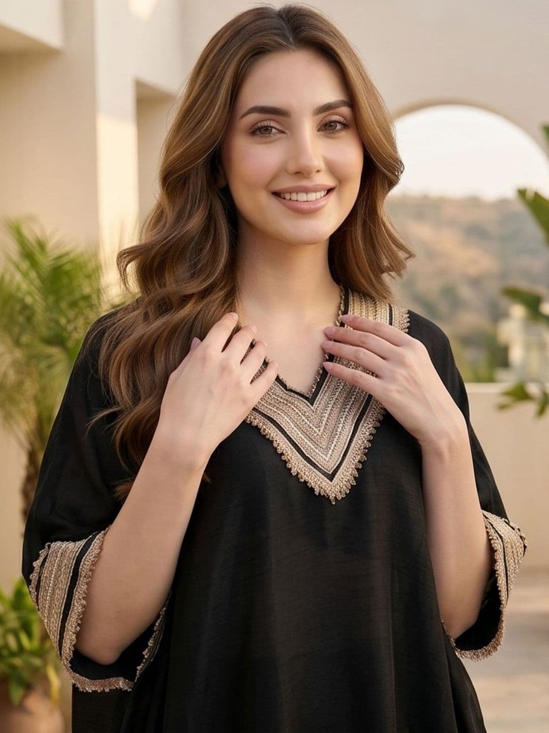 Women Yoke Design Regular Kurta with Trousers