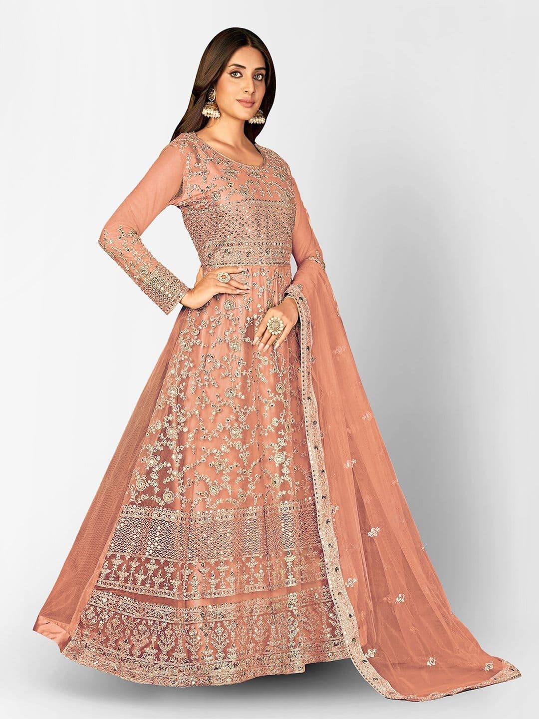 Ethnic Motifs Embroidered Semi-Stitched Dress Material view 3