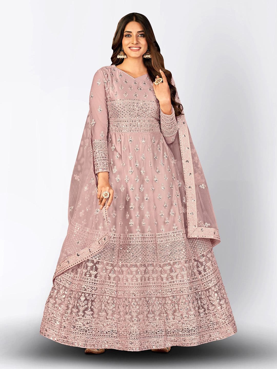 Embroidered Semi-Stitched Dress Material