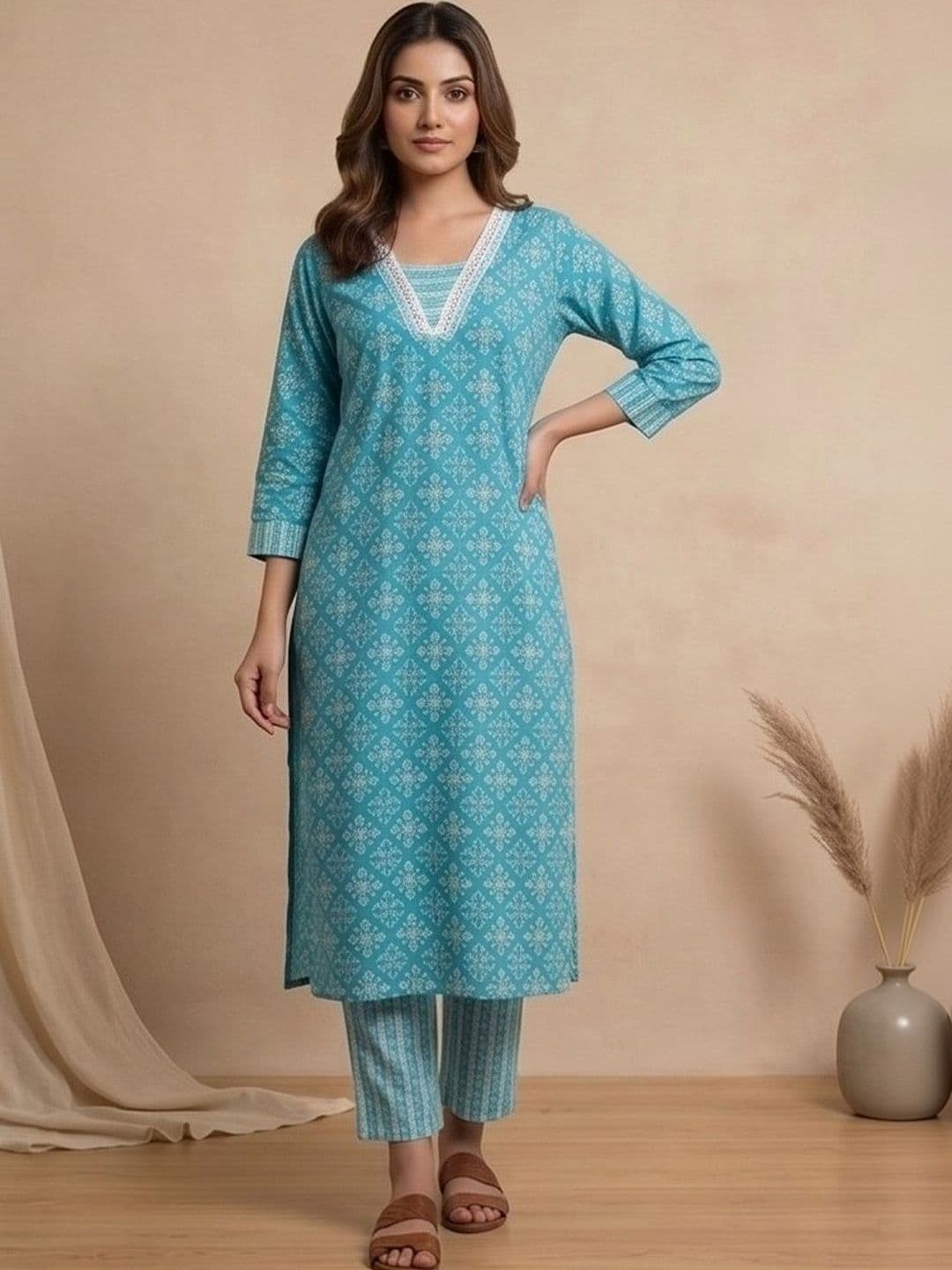 Women Ethnic Motifs Printed Regular Kurta with Trousers & With Dupatta