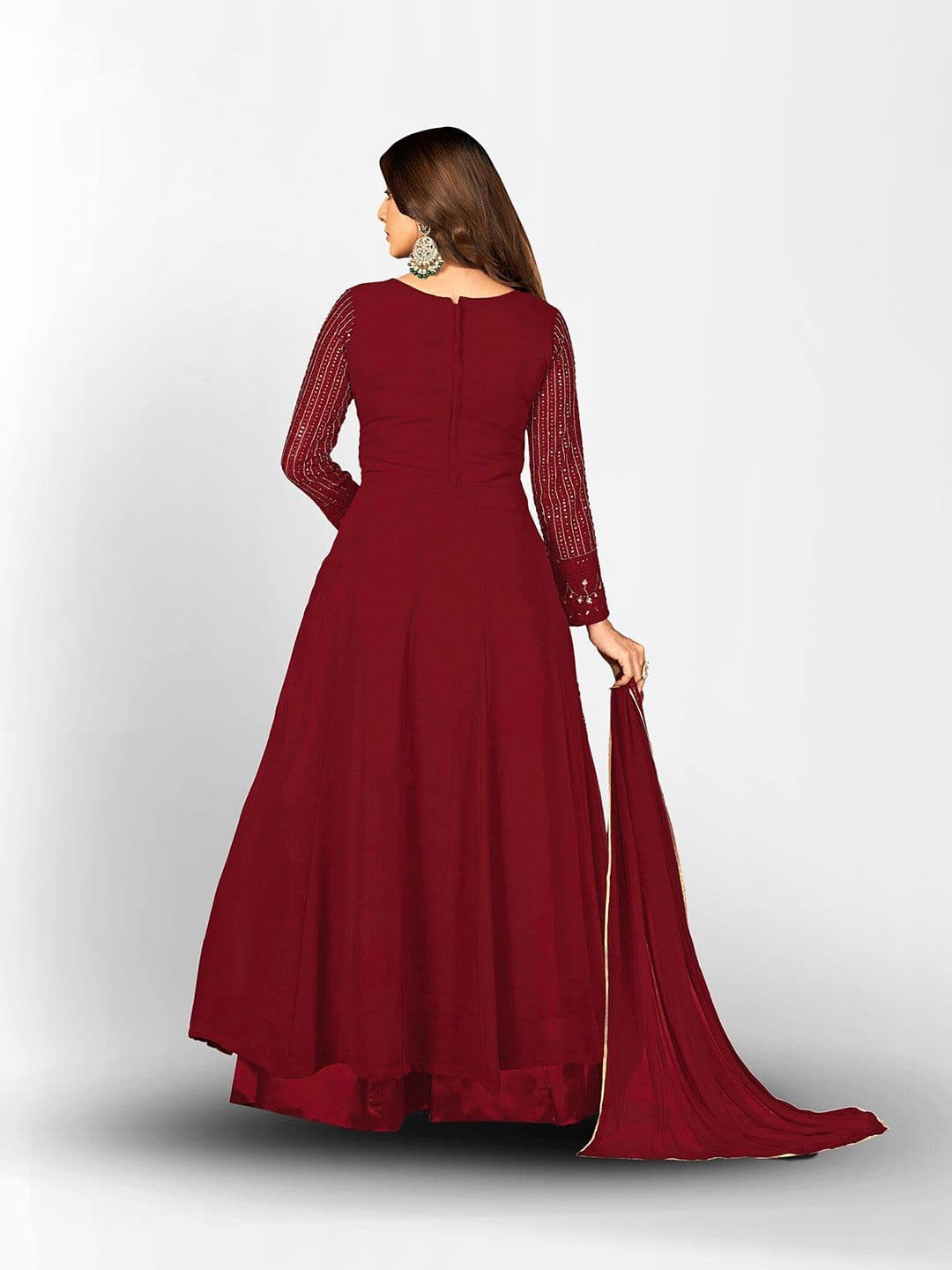 Embroidered Sequined Semi-Stitched Dress Material view 5