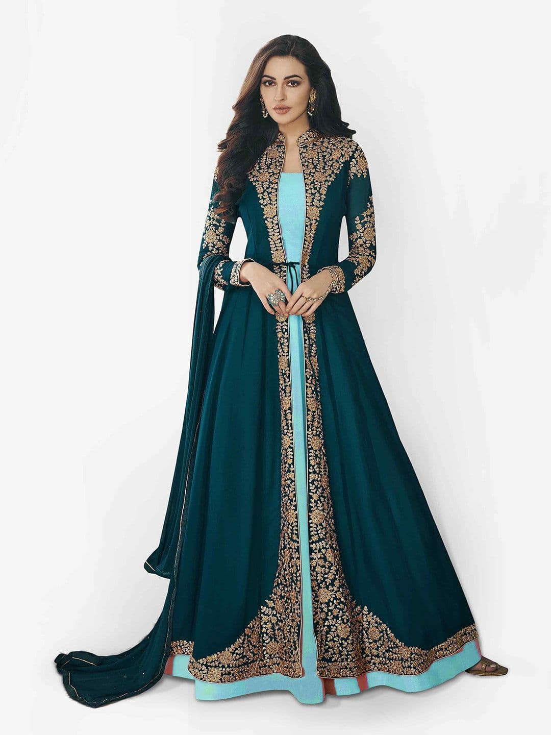 Embroidered Semi-Stitched Dress Material