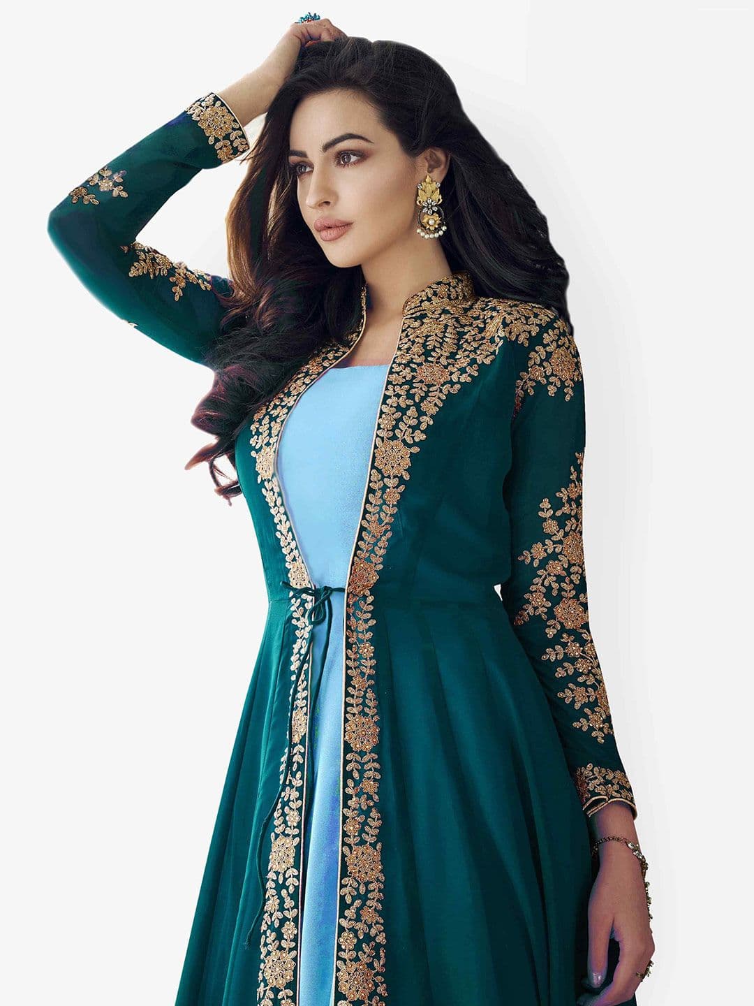 Embroidered Semi-Stitched Dress Material view 4