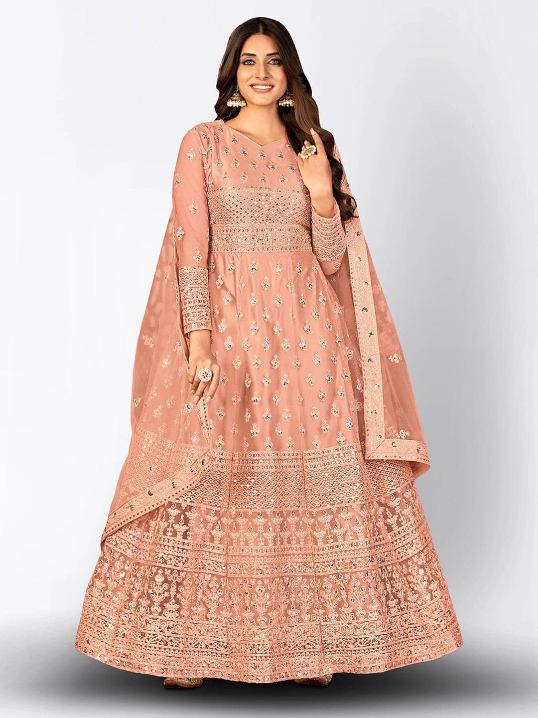 Embroidered Semi-Stitched Dress Material