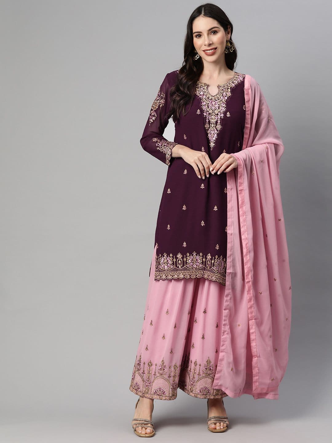 Embroidered Semi-Stitched Dress Material