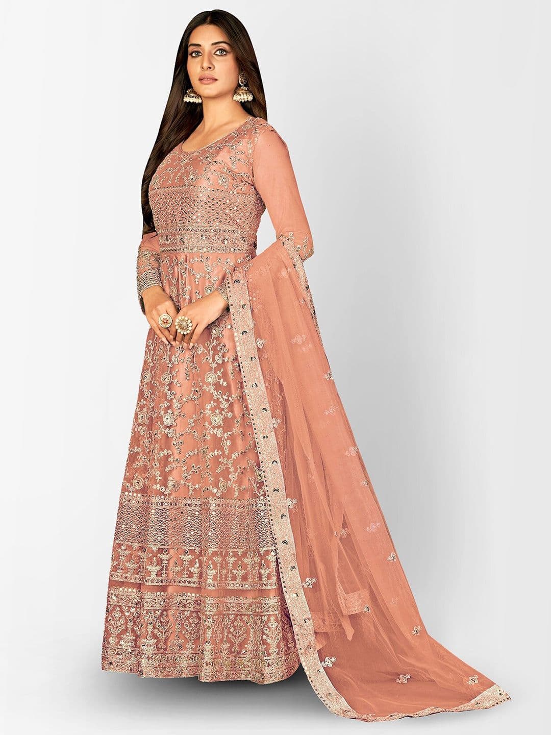 Ethnic Motifs Embroidered Semi-Stitched Dress Material view 4