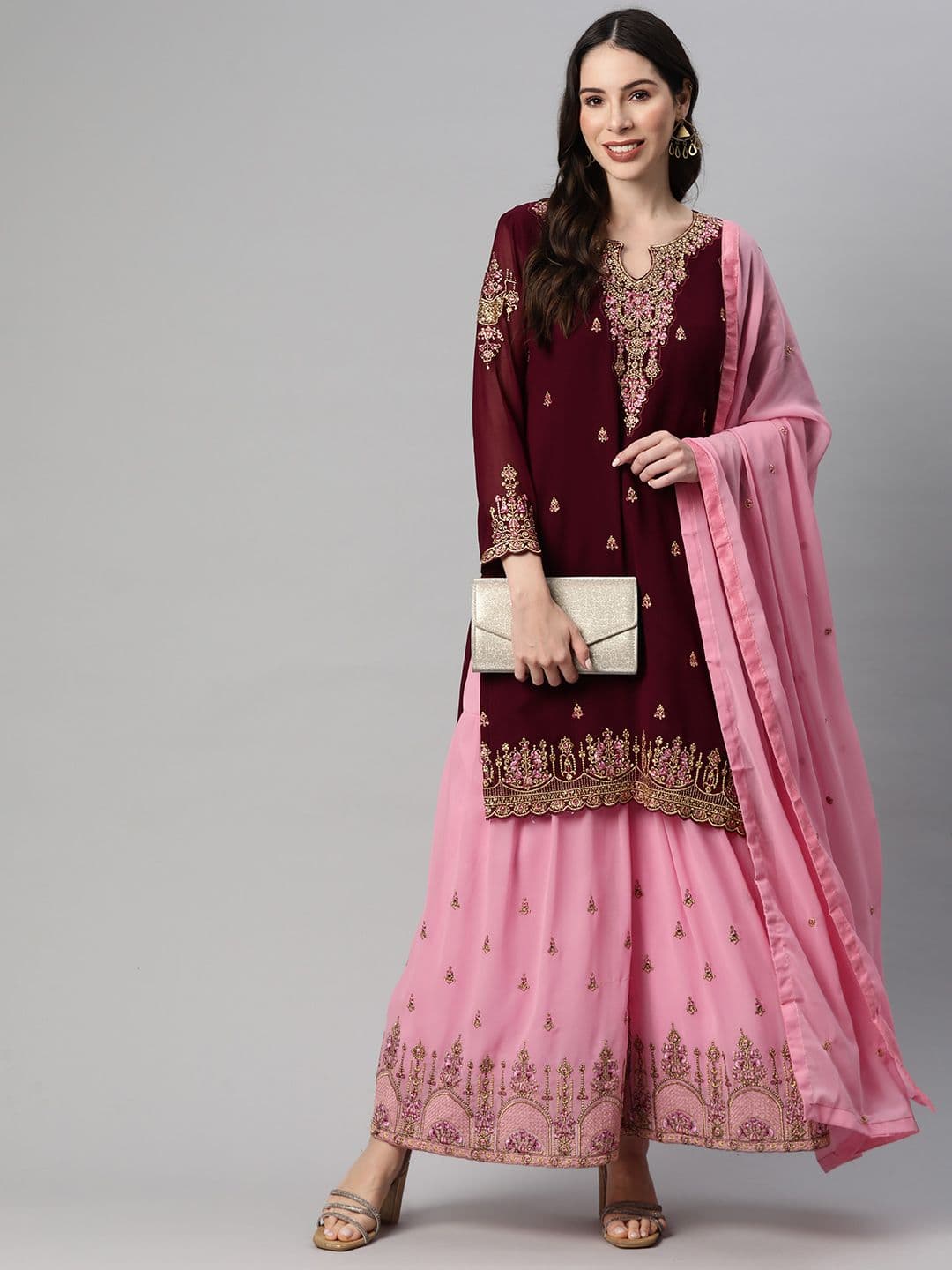 Embroidered Semi-Stitched Dress Material view 7