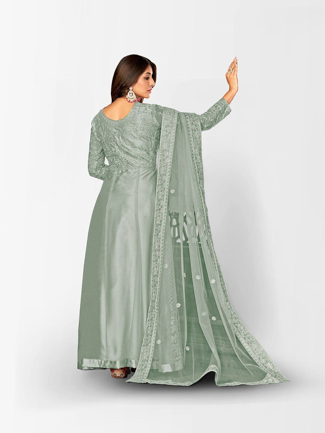 Ethnic Motifs Embroidered Semi-Stitched Dress Material view 5