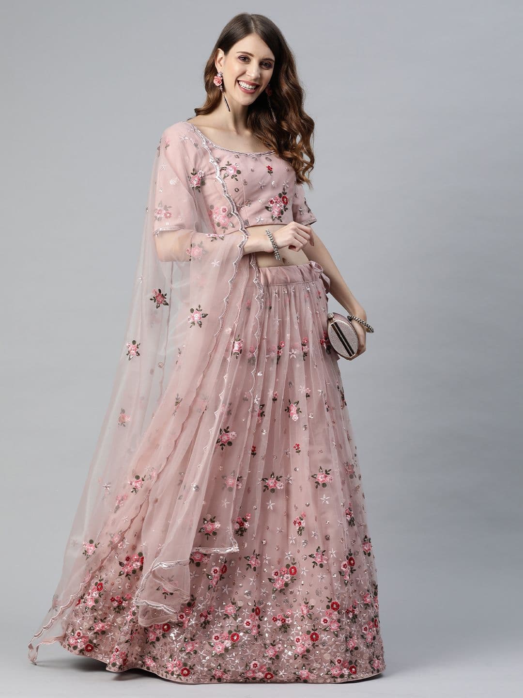 Embroidered Semi-Stitched Lehenga Choli With Dupatta