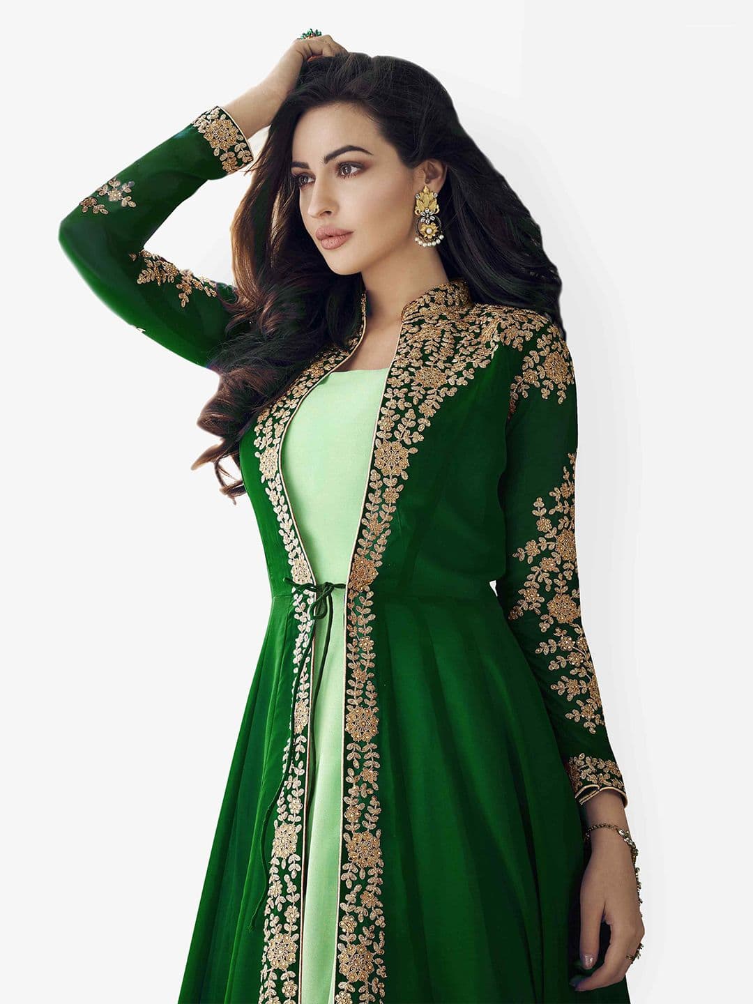 Ethnic Motifs Embroidered Semi-Stitched Dress Material view 4