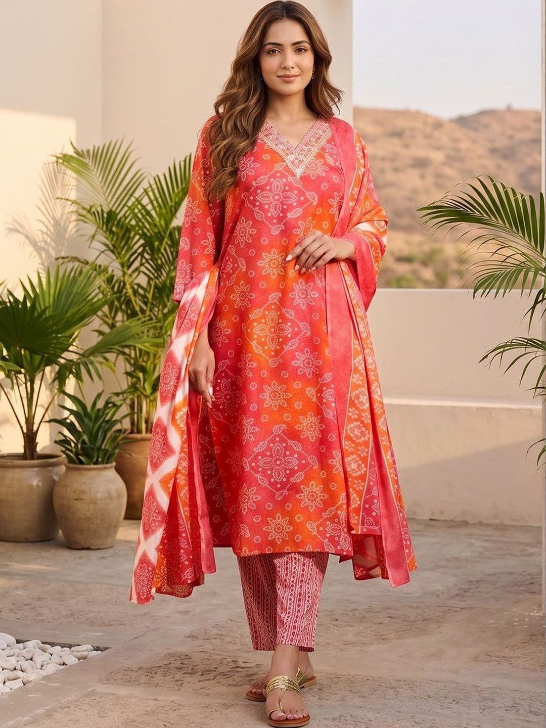 Women Ethnic Motifs Printed Regular Kurta with Trousers & With Dupatta