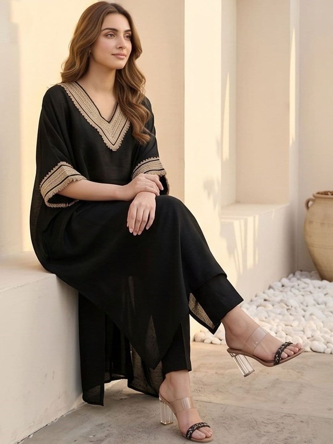Women Yoke Design Regular Kurta with Trousers view 7