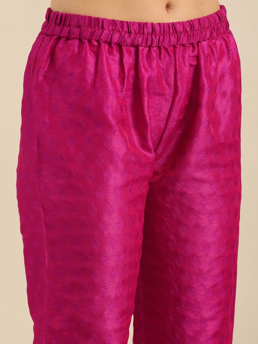 Embroidered Yoke Design Jacquard Kurta with Trousers & Dupatta view 3