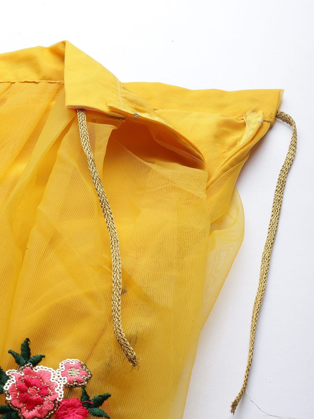 Embroidered Semi-Stitched Lehenga Choli With Dupatta – Yellow view 3