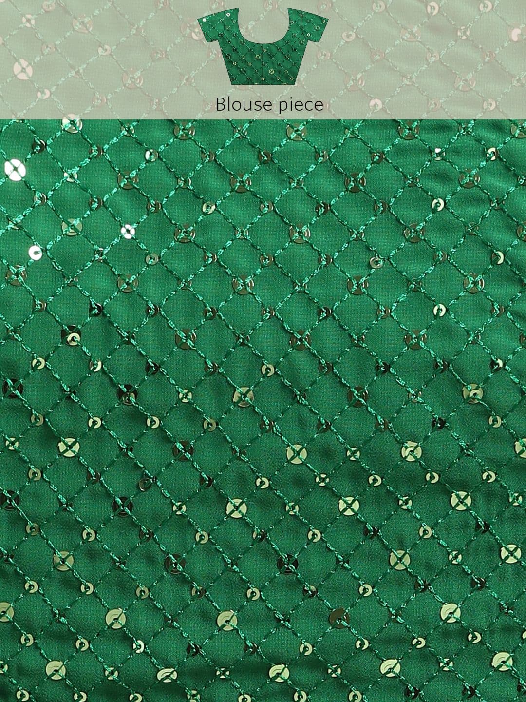 Embellished Sequinned Saree Green view 7