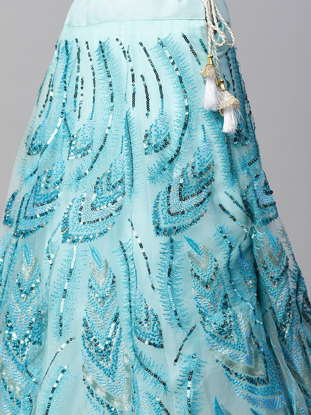 Embellished Sequinned Unstitched Lehenga & Blouse With view 9