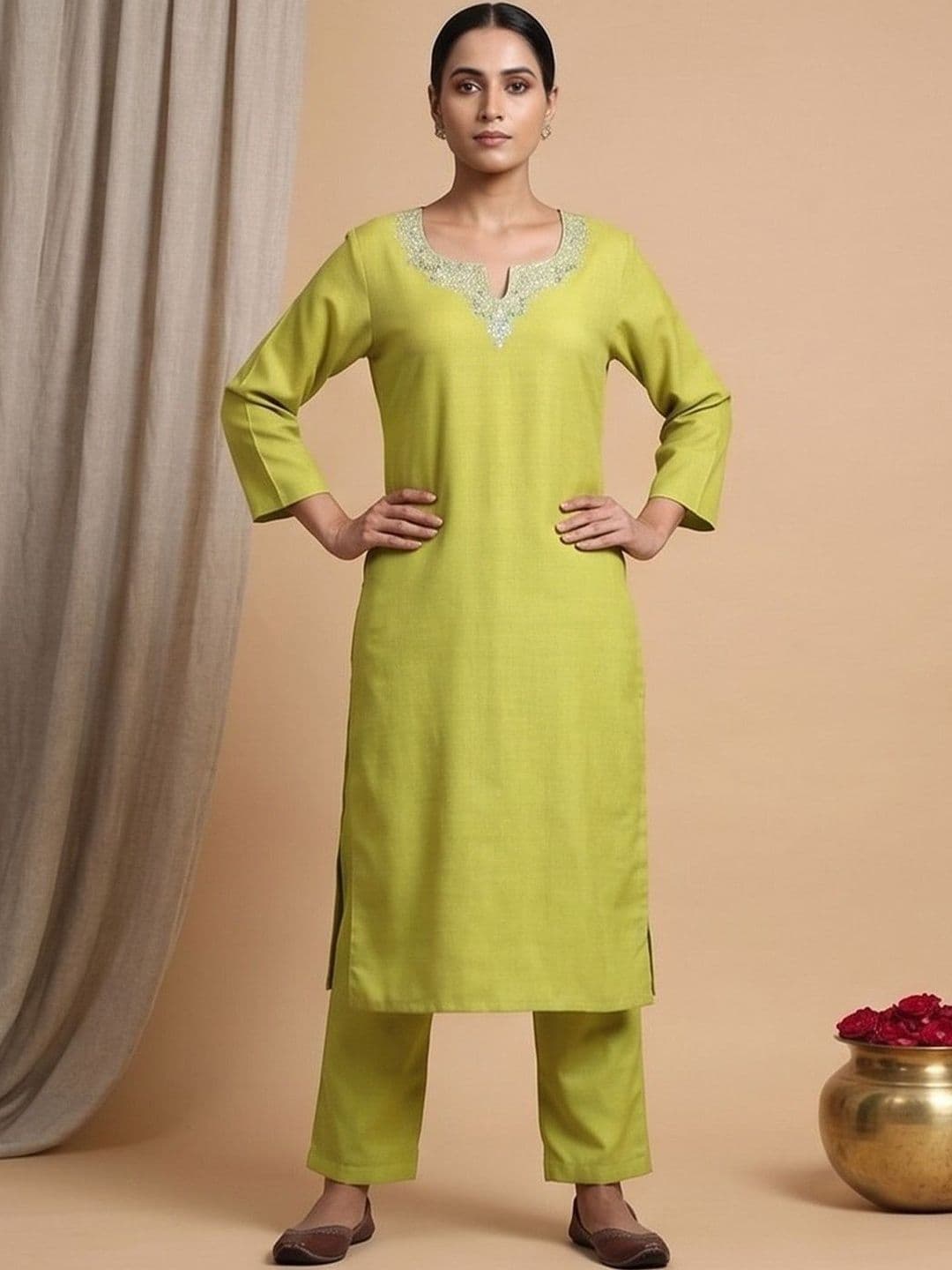 Women Ethnic Motifs Embroidered Regular Thread Work Kurta with Trousers & With Dupatta view 5