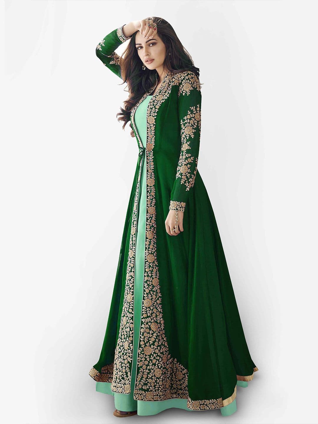 Ethnic Motifs Embroidered Semi-Stitched Dress Material view 3
