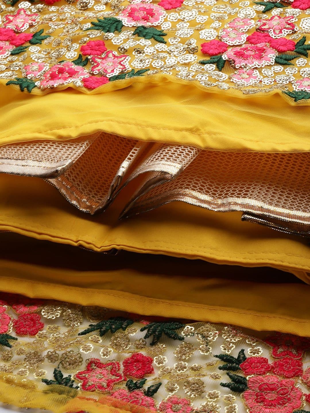 Embroidered Semi-Stitched Lehenga Choli With Dupatta – Yellow view 7