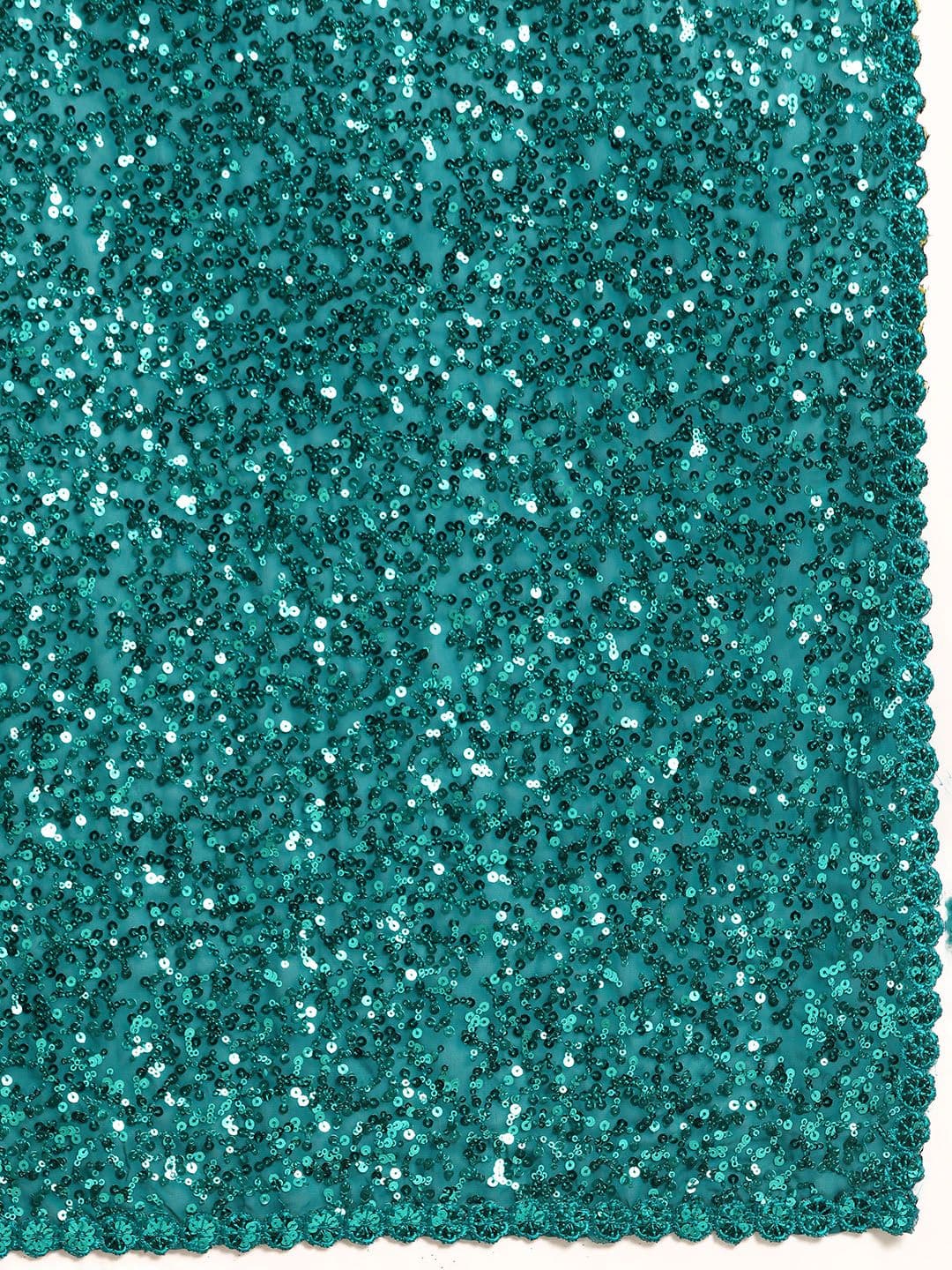 Embellished Sequinned Saree Turquoise Blue view 4