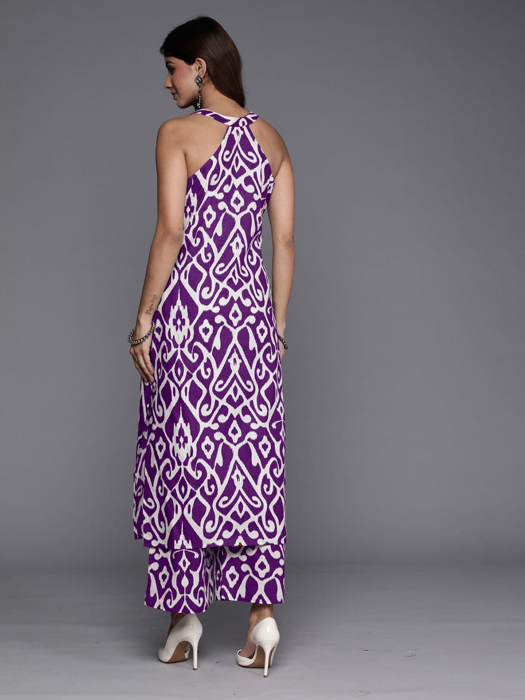 Ethnic Motifs Printed Sleeveless Regular Pure Cotton Kurta With Palazzo view 4