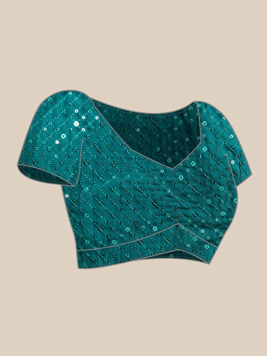 Embellished Sequinned Saree Turquoise Blue view 7