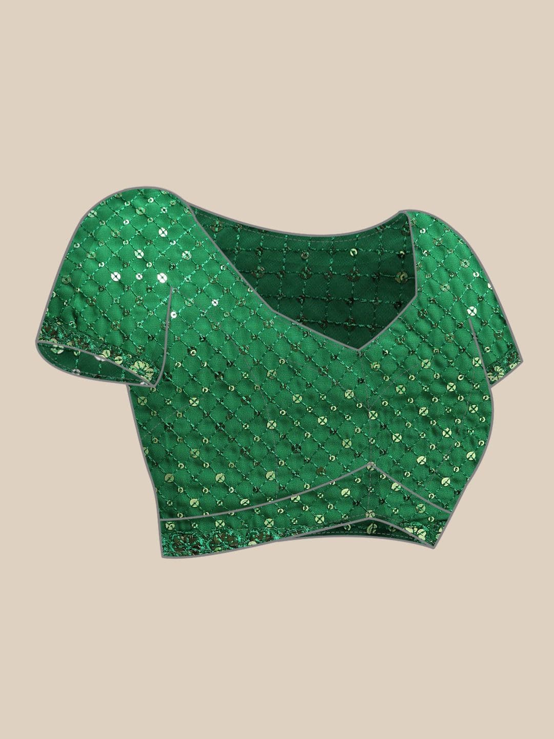 Embellished Sequinned Saree Green view 6