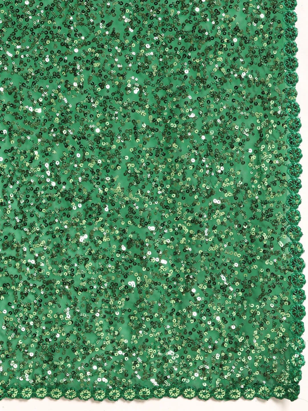 Embellished Sequinned Saree Green view 4