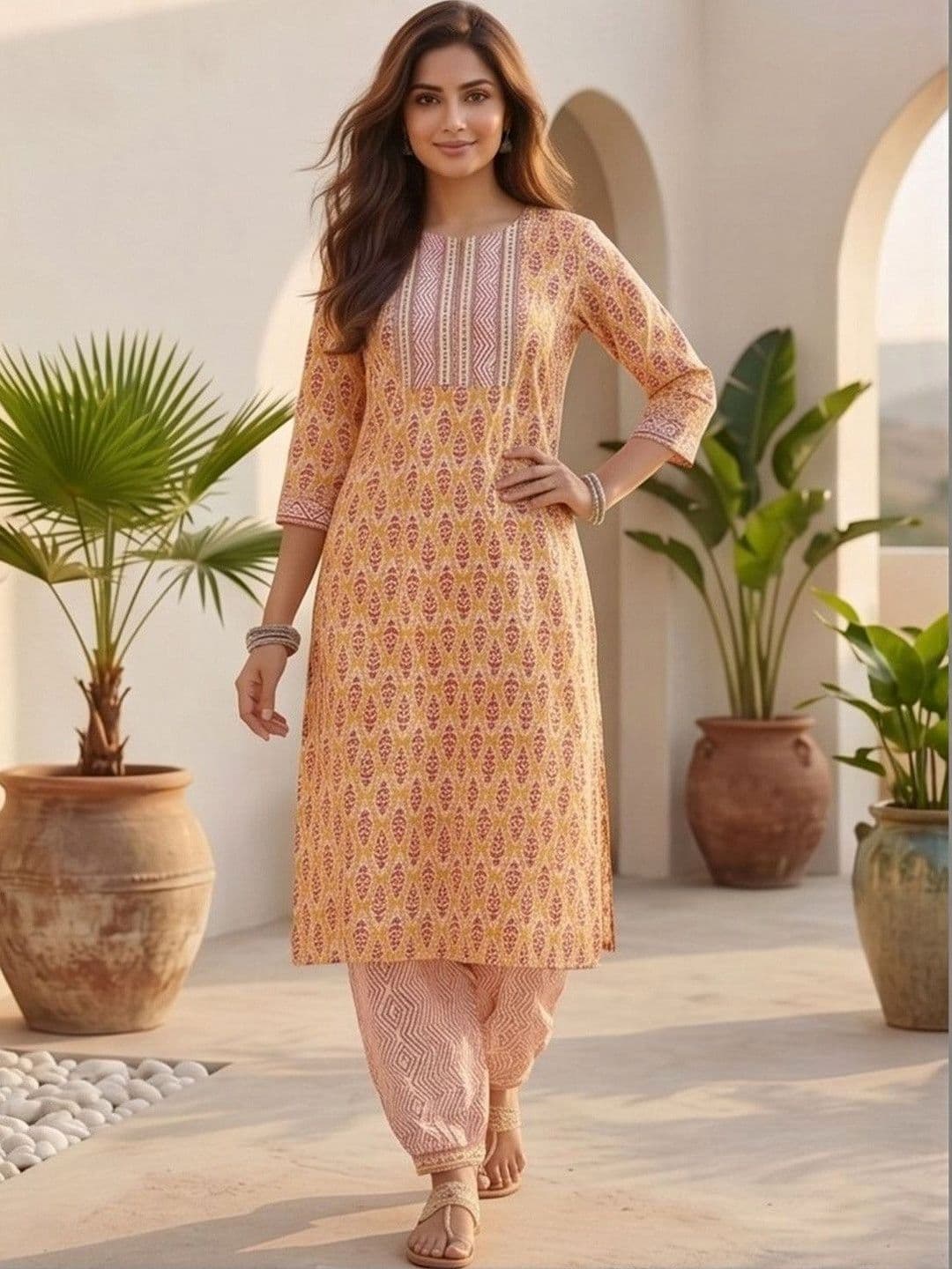 Women Ethnic Motifs Printed Regular Kurta with Patiala & With Dupatta view 5