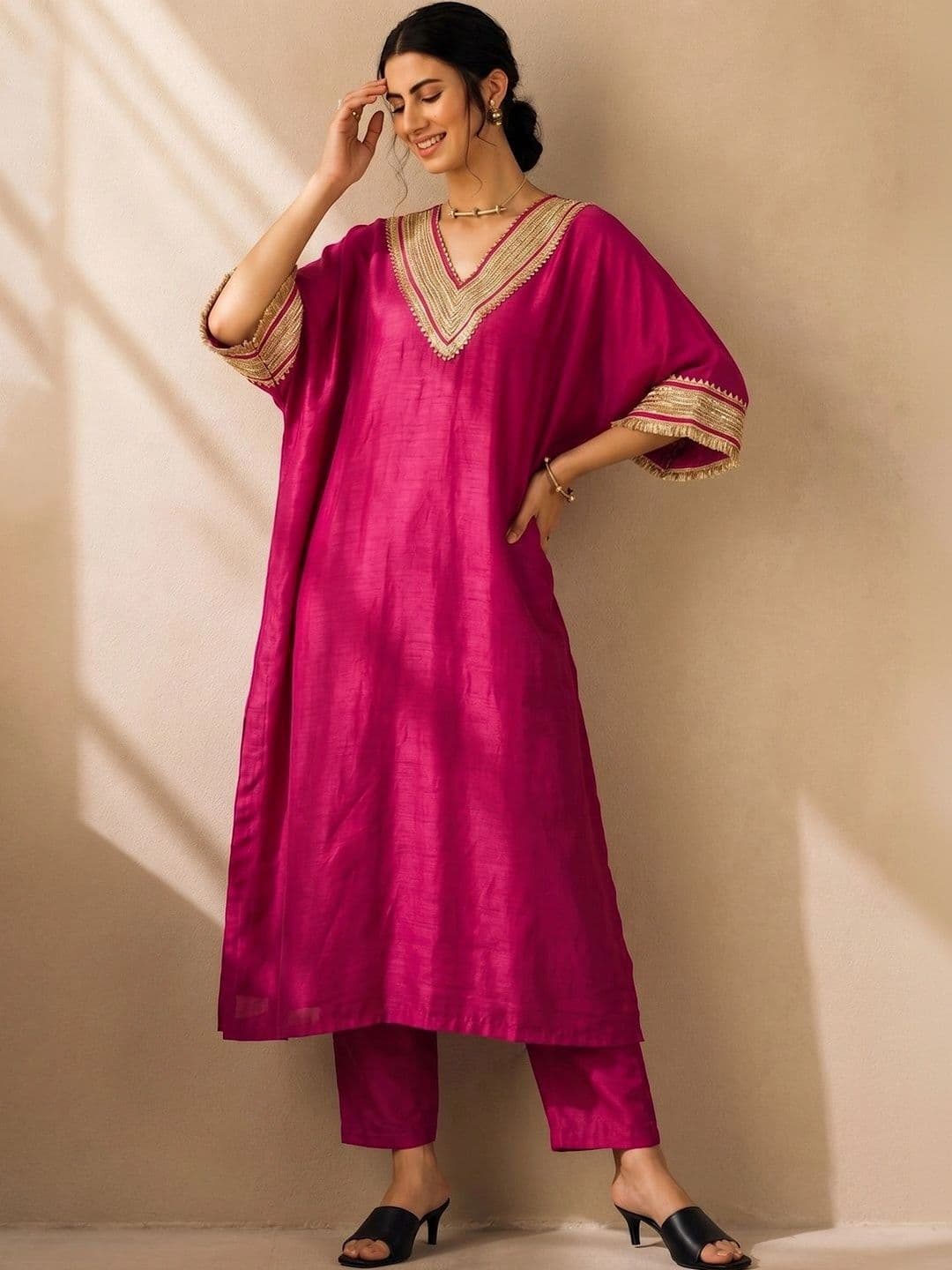Yoke Design Kurta with Trousers view 3