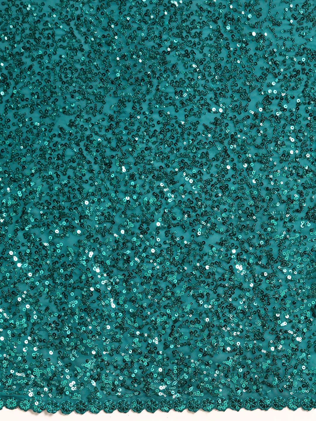 Embellished Sequinned Saree Turquoise Blue view 3