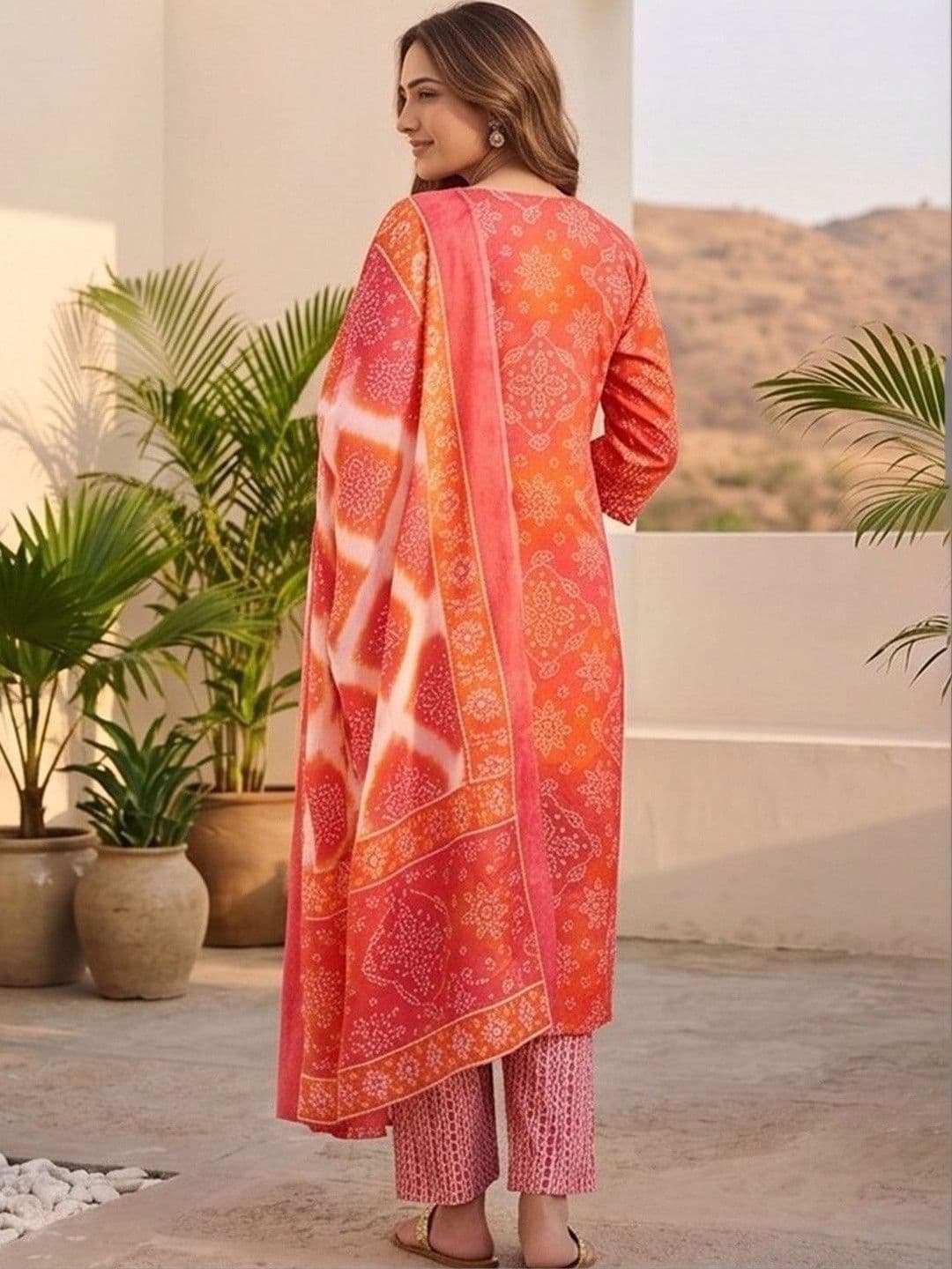 Women Ethnic Motifs Printed Regular Kurta with Trousers & With Dupatta view 6