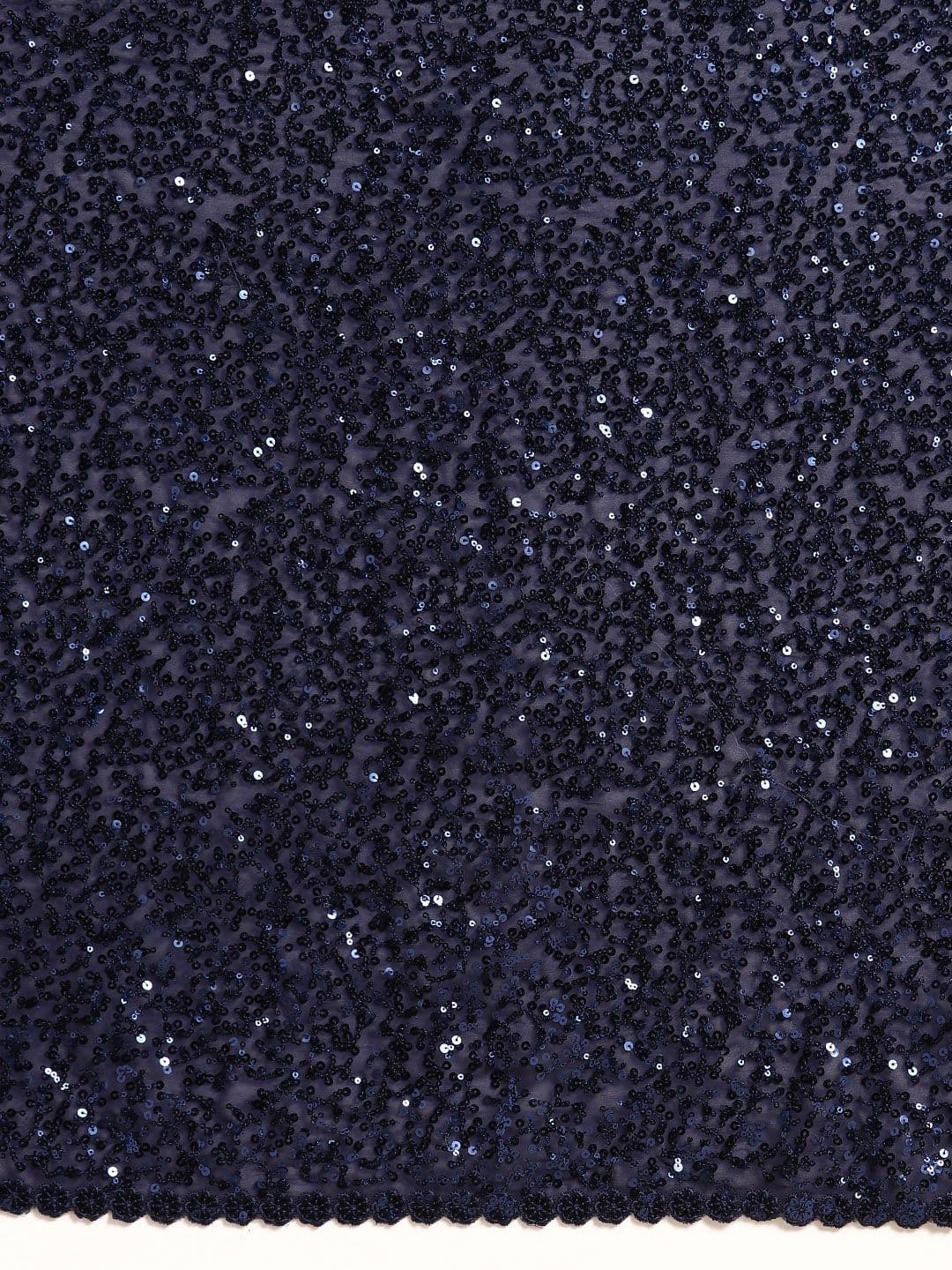 Embellished Sequinned Embroidered Heavy Work Saree Navy Blue view 3