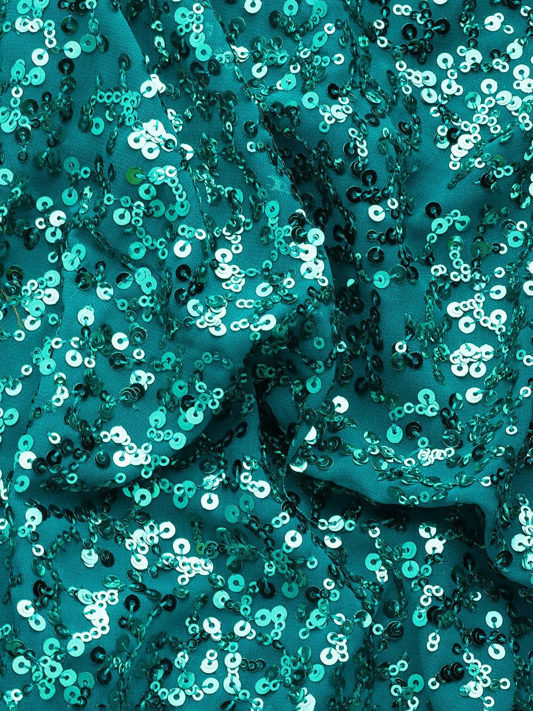 Embellished Sequinned Saree Turquoise Blue view 5