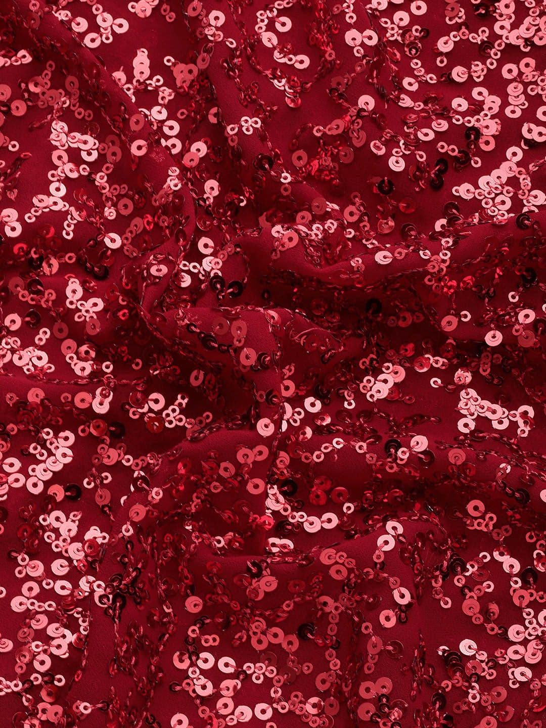 Embellished Sequinned Saree Red view 5