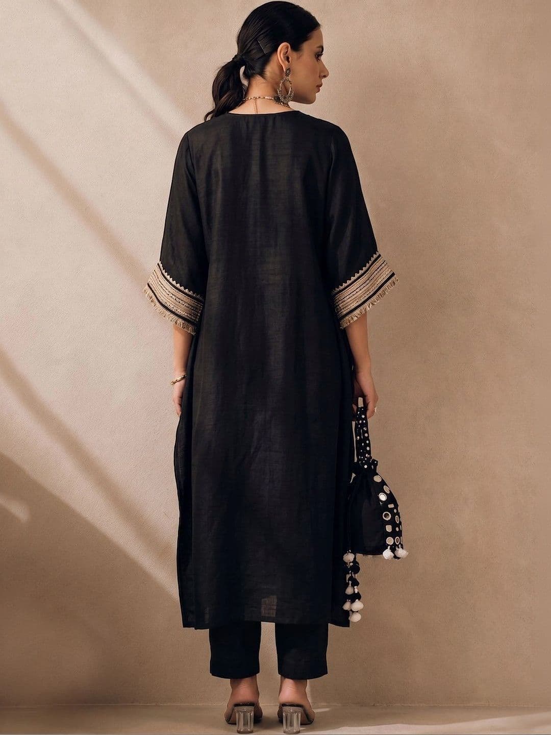 Women Ethnic Motifs Yoke Design Regular Kurta with Trousers view 6
