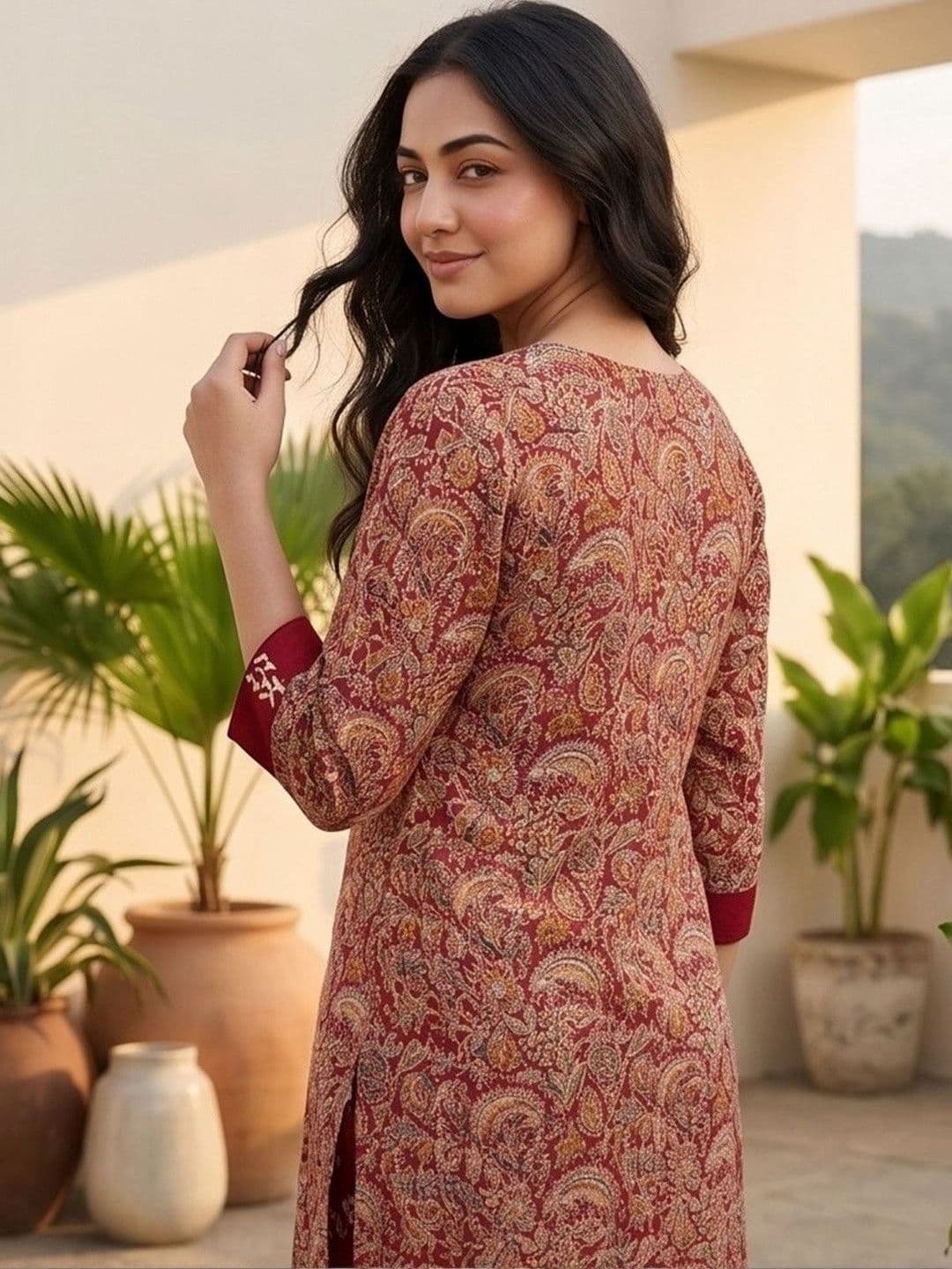 Women Ethnic Motifs Printed Regular Thread Work Kurta with Trousers & With Dupatta view 5