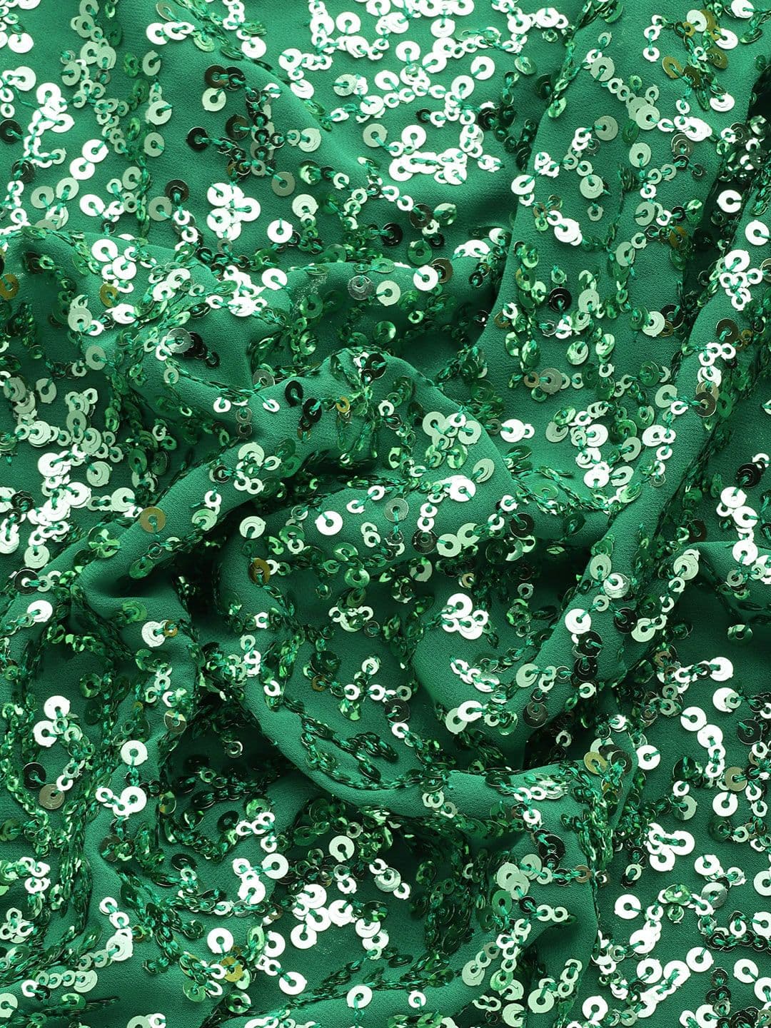 Embellished Sequinned Saree Green view 5