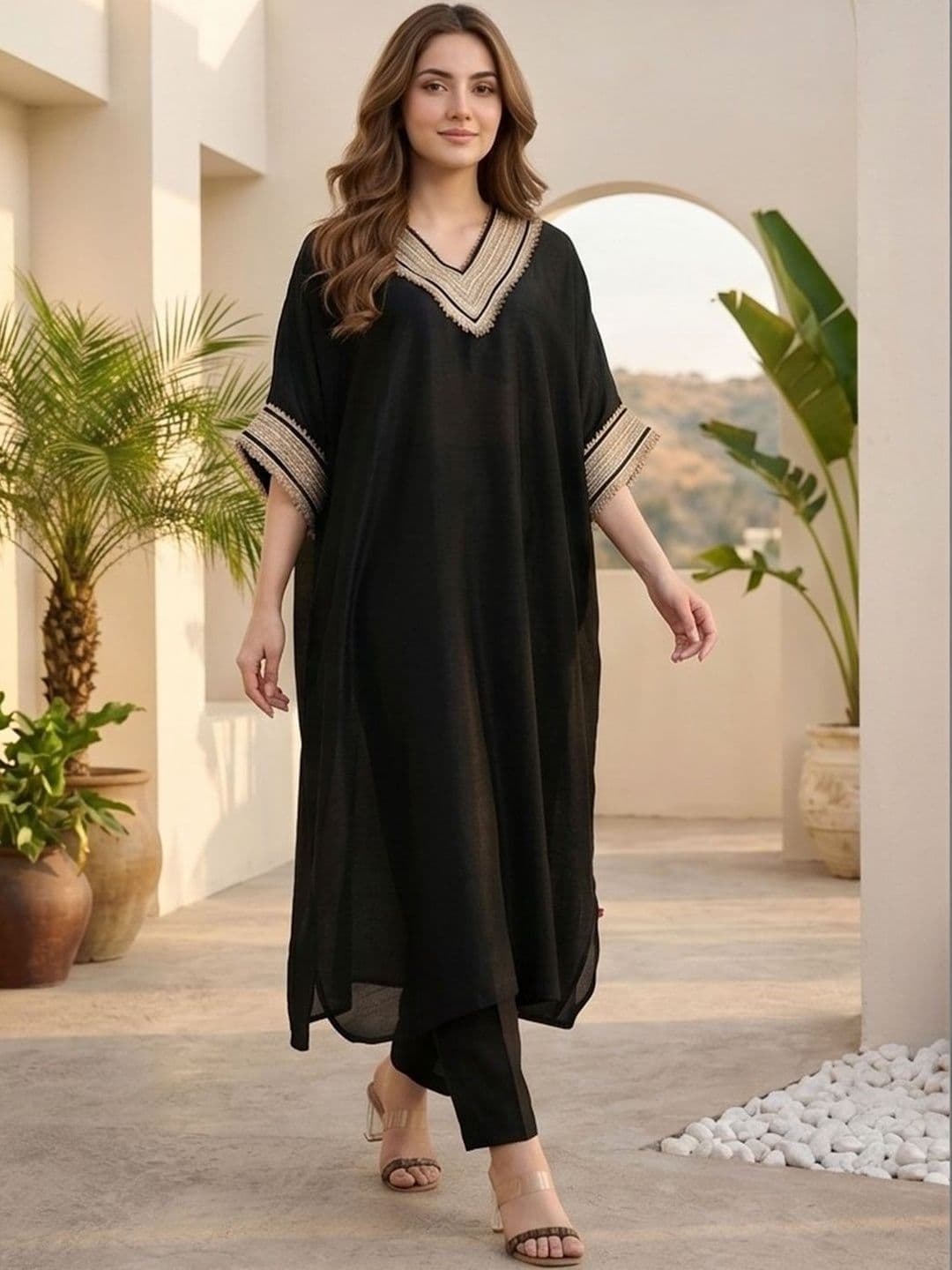 Women Yoke Design Regular Kurta with Trousers view 6