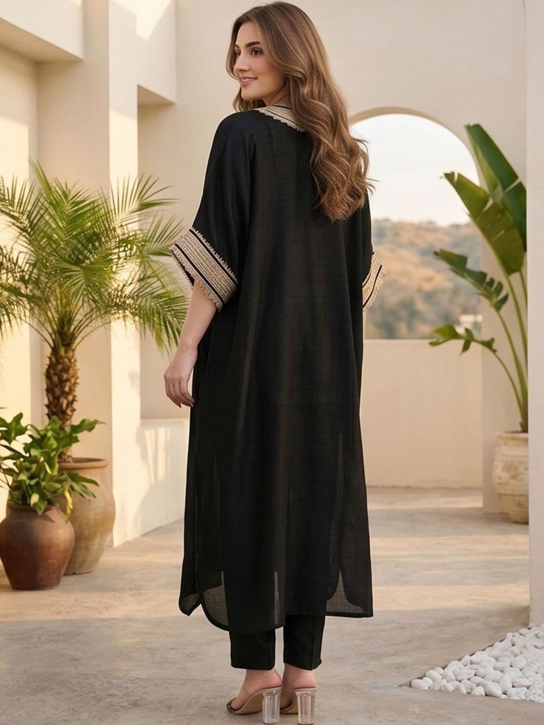 Women Yoke Design Regular Kurta with Trousers view 3