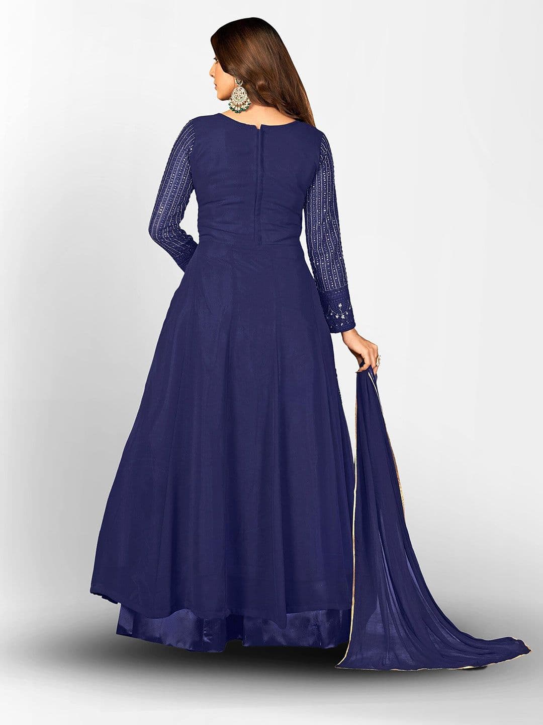 Embroidered Sequined Semi-Stitched Dress Material view 5