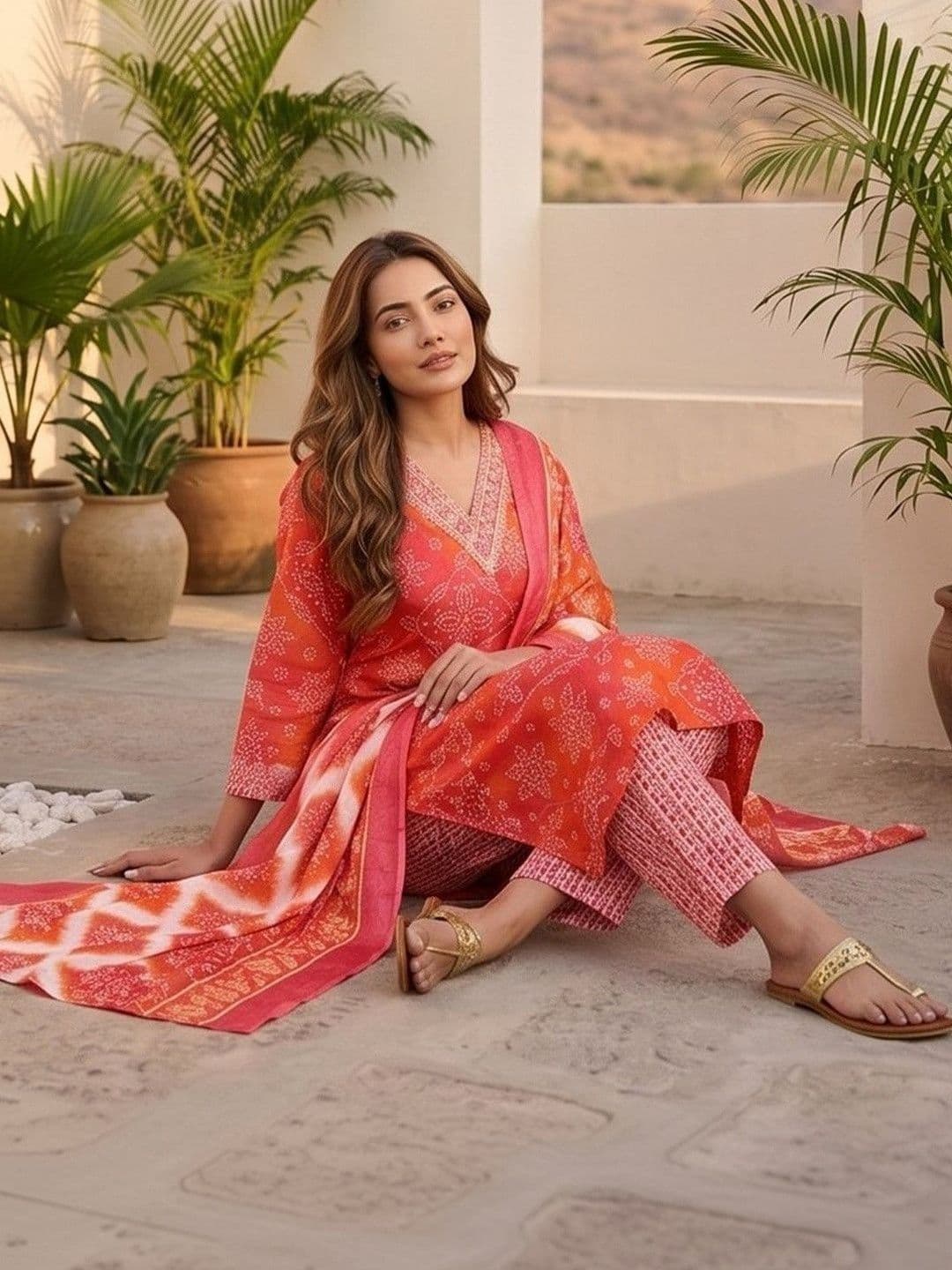 Women Ethnic Motifs Printed Regular Kurta with Trousers & With Dupatta view 3