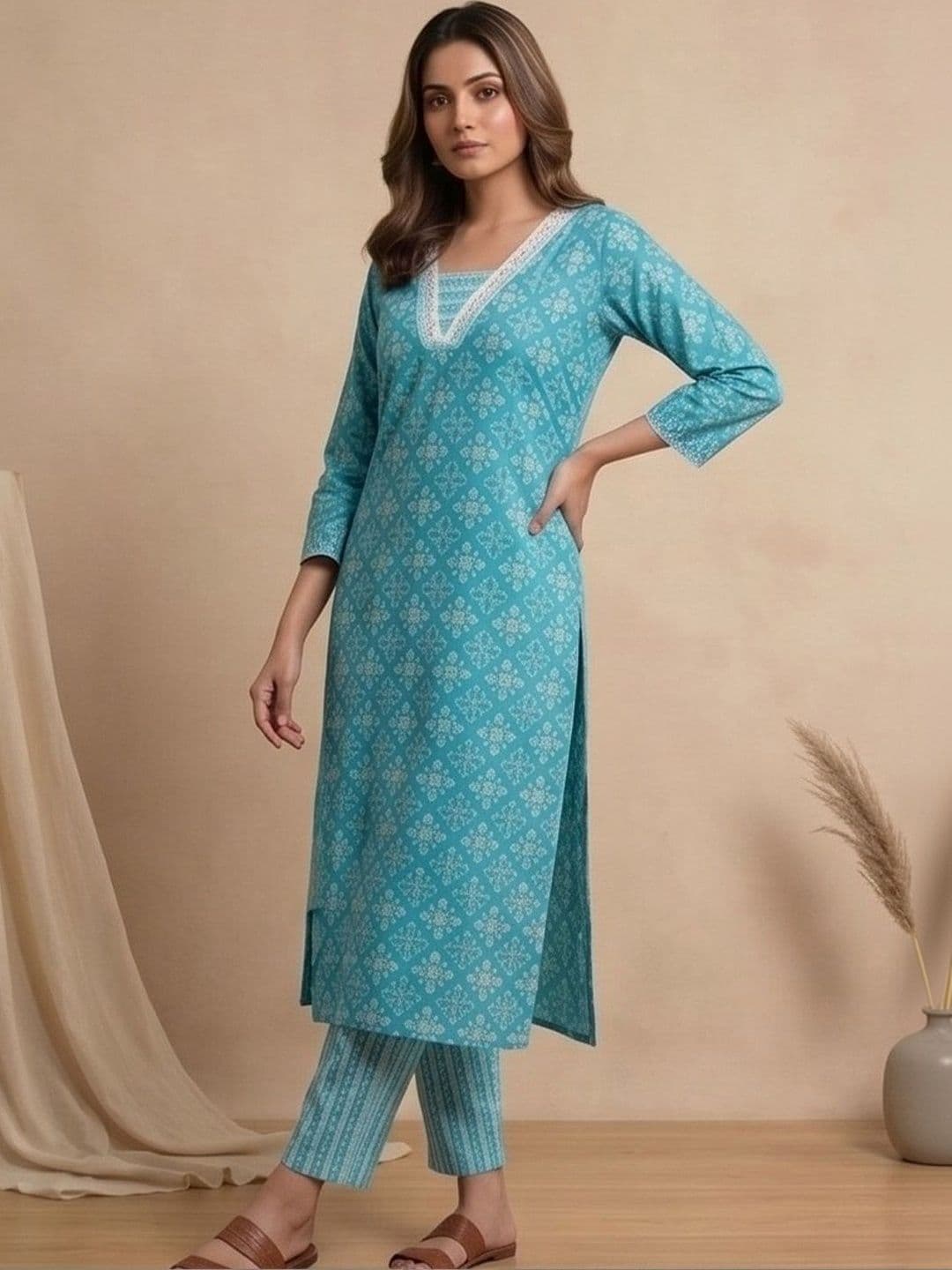 Women Ethnic Motifs Printed Regular Kurta with Trousers & With Dupatta view 5