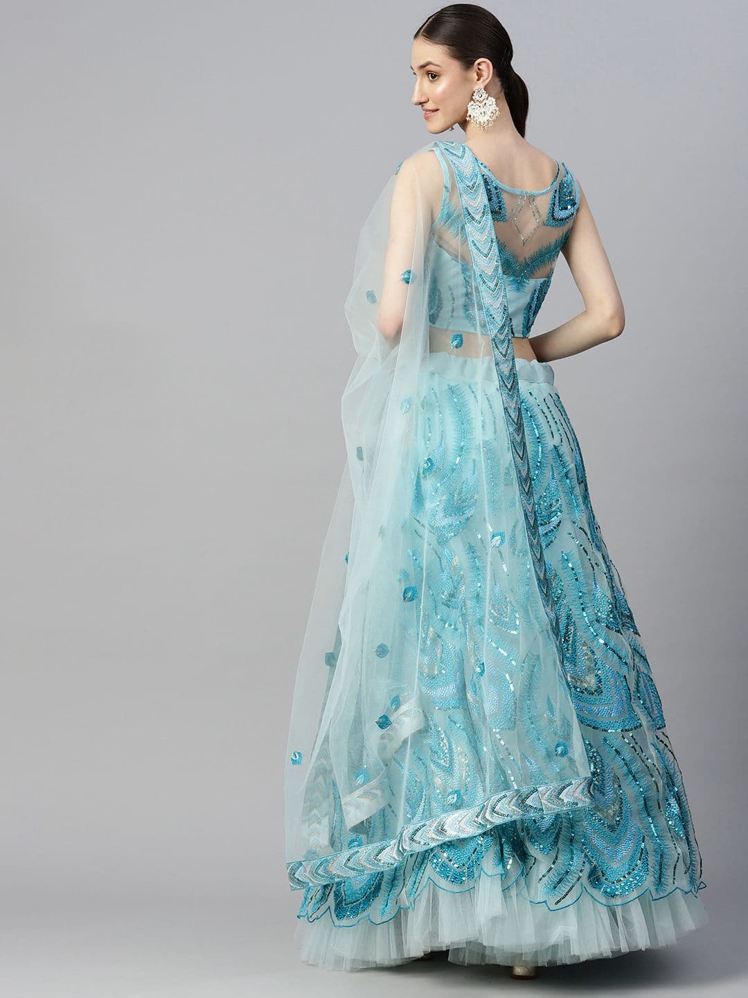 Embellished Sequinned Unstitched Lehenga & Blouse With view 6