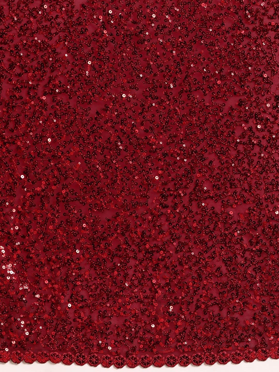Embellished Sequinned Saree Red view 3