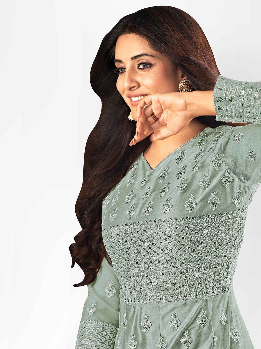 Embroidered Semi-Stitched Dress Material view 2