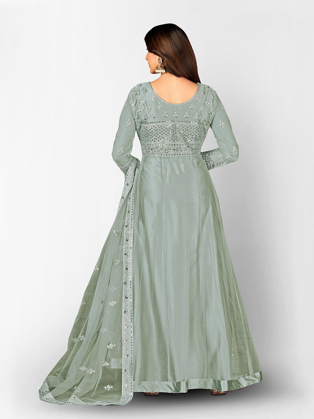 Embroidered Semi-Stitched Dress Material view 4