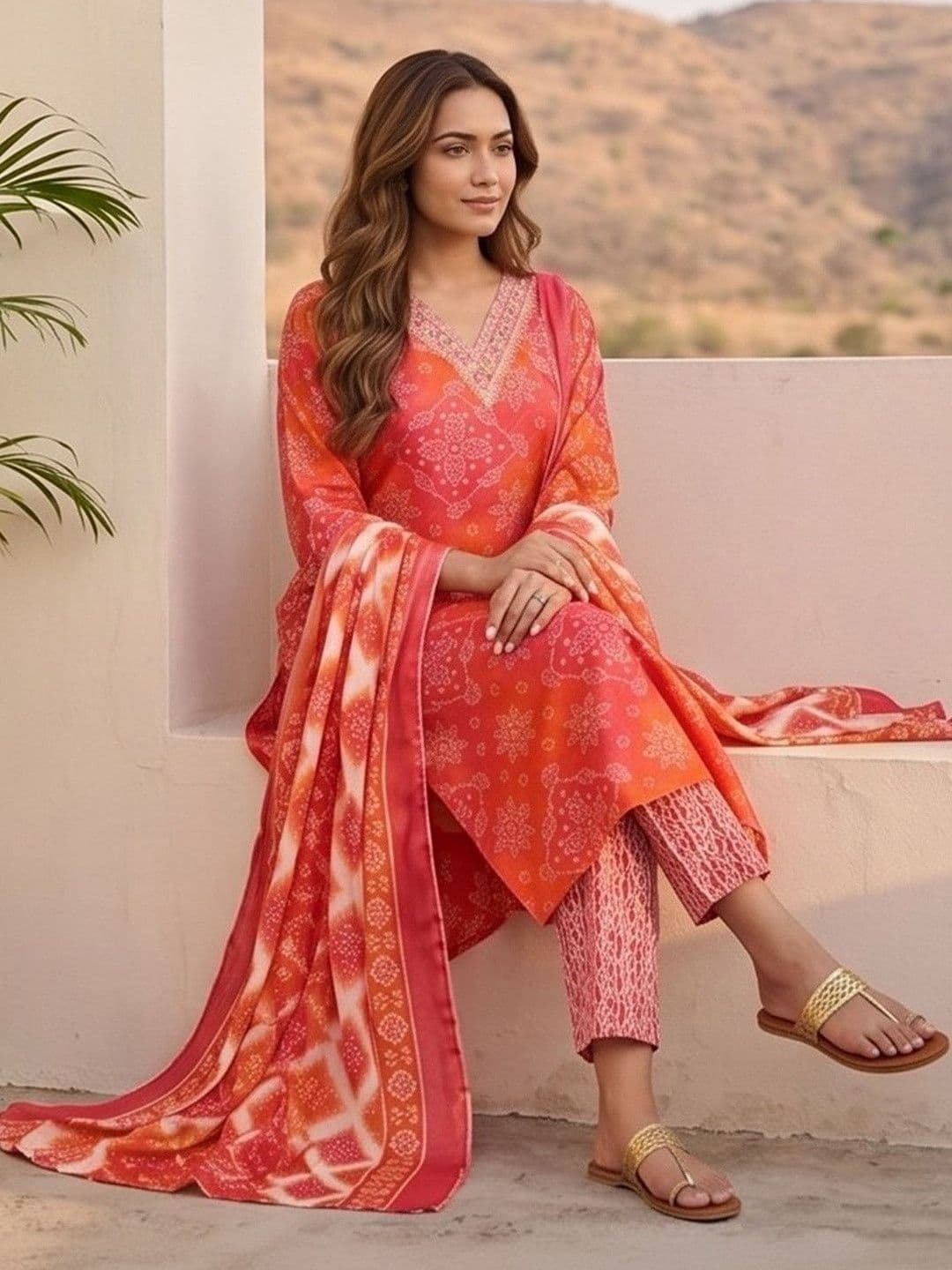 Women Ethnic Motifs Printed Regular Kurta with Trousers & With Dupatta view 2